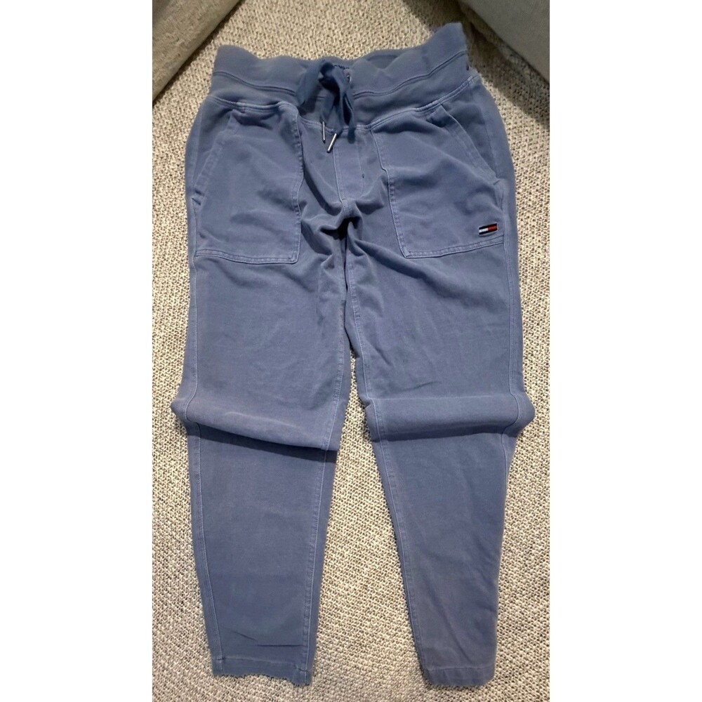Tommy Hilfiger Baby Blue Stretch Drawstring Wst  XS Denim Look Joggers W Pockets